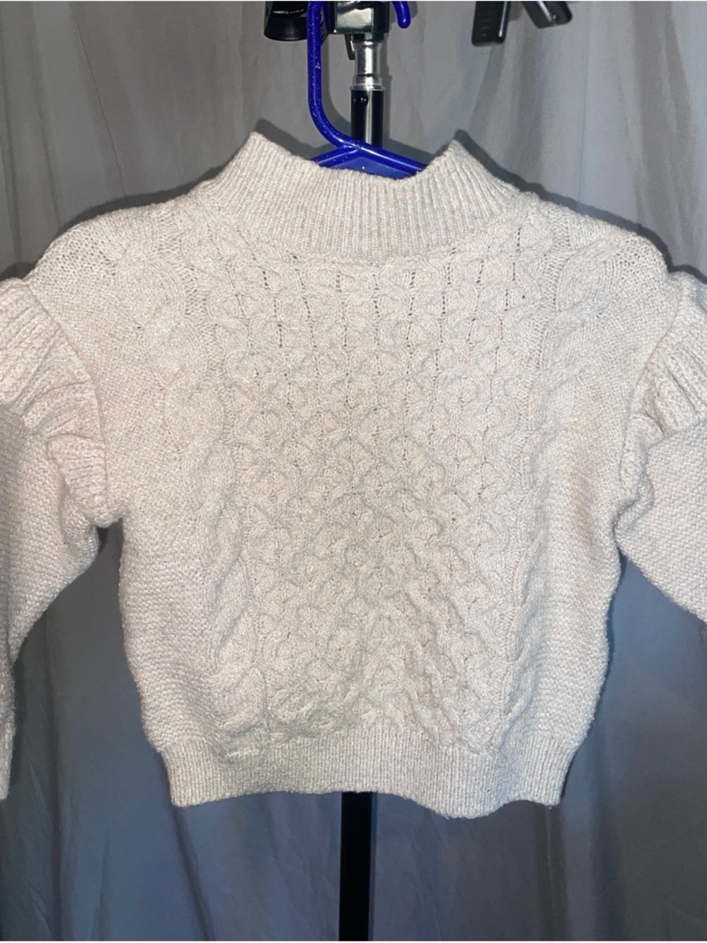 Old Navy Cream Cable Knit Mock Neck Sweater